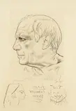 Pablo Picasso, Remarque pour le portrait de Picasso par Lemagny, 1956, Drypoint