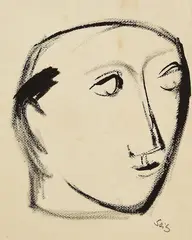 Gustav Seitz, Porträt Jean Genet, 1940, Brush and India ink drawing