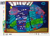 Flucht ins All by Friedensreich Hundertwasser, 1971, Silkscreen in colours, sold Oct 2007