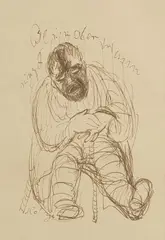 Paul Holz, Singender Bettler, 1920, Pen and ink drawing