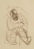Paul Holz, Singender Bettler, 1920, Pen and ink drawing