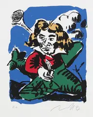 Beethoven by Jörg Immendorff, 1997, Farbserigrafie auf Bütten, sold Oct 2007