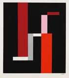 Walter Dexel, 2 Bll.: Das grosse H. Komposition mit grossem schwarzem L, 1971, Silkscreen in colours
