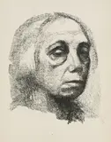 2 Bll.: Kleines Selbstbildnis. Selbstbildnis by Käthe Kollwitz, 1920, Chalk lithograph, sold Oct 2007