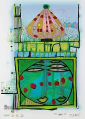 Friedensreich Hundertwasser, 10002 nights Homo Humus come va how do you do, 1984, Photo-lithograph