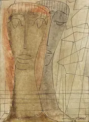 Seff Weidl, Zwei Köpfe, 1958, Watercolour