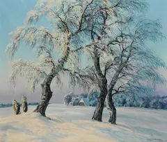 Bernhard de Bruycker, Winterlandschaft, 1950, Oil on canvas