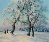 Bernhard de Bruycker, Winterlandschaft, 1950, Oil on canvas