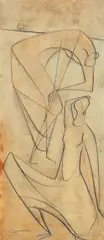 Seff Weidl, 2 Bll.: Figürliche Kompositionen, 1955, Pen and India ink drawing
