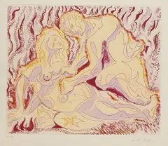 Siegfried und Brunhilde by André Masson, 1979, Etching and aquatint in colours, sold Sep 2007