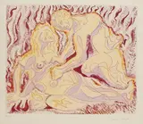 André Masson, Siegfried und Brunhilde, 1979, Etching and aquatint in colours