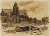 Frederic Luce, Stadtansicht (Tréport), 1930, Pen and India ink drawing