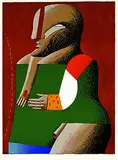 Horst Antes, Bekleidete Figur (Krieger), 1975, Lithograph in colours