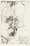 2 Bll.: Selbstbildnis: halb tot vor Glück. Selbstbildnis "barock" by Horst Janssen, 1972, Etching, sold Sep 2007