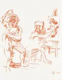 2 Bll.: Action Painter. Ruth V by Oskar Kokoschka, 1959, Lithograph, sold Sep 2007