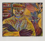 Esteban Fekete, Ich bin zornig, 1973, Woodcut in colours