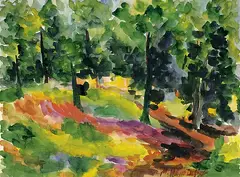 Manfred Henninger, Waldlandschaft, 1960, Watercolour