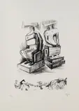 Henry Moore, Two seated Figures in Stone, 1963, Lithograph
