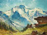 Gerhard Graf, Alpenlandschaft, 1950, Oil on canvas