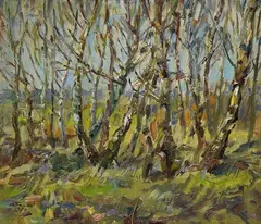 Albert Feser, Birken, 1974, Oil