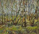 Albert Feser, Birken, 1974, Oil