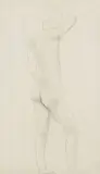 Gerhard Marcks, Stehender Rückenakt mit erhobenem Arm, 1920, Pencil drawing