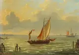 Louis Verboeckhoven, In der Art von - Dänisches Fischerboot, Oil