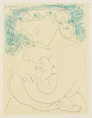 Maternité by Pablo Picasso, 1963, Lithograph in colours, sold Jul 2007