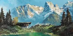 Herbert Uerpmann, Gebirgslandschaft, Oil on canvas