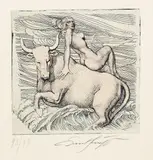 Ernst Fuchs, 2 Bll.: Europa. Das Gefängnis des Ikarus, 1974, Etching