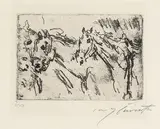 Lovis Corinth, Kutschpferde, 1917, Soft-ground etching
