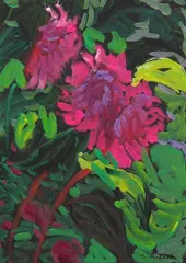 Lothar Malskat, Sonnenblumen, 1980, Gouache