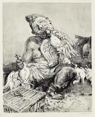 A. Paul Weber, 3 Bll.: Der Fresser. Komplizen (I). Der Wissenschaftler, 1969, Lithograph