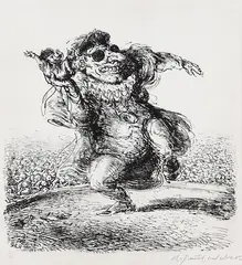 A. Paul Weber, 3 Bll.: Pas de deux. Der Prasser. Ein Student wird gefeuert, 1964, Lithograph
