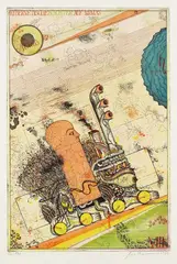 Uwe Bremer, 2 Bll.: Kybernetische Wächter auf Mimas. Gumbs Garten, 1972, Etching