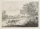 Max Joseph Wagenbauer, Baumlandschaft mit Fluß und Steg, 1804, Lithograph