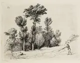 Jean-Jacques de Boissieu, Petit Bosquet avec Chasseur (Vue d'un petit bois), 1760, Etching
