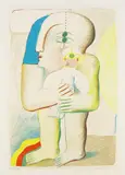 Horst Antes, Große Figur mit Vogel, 1965, Lithograph in colours