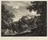 François Vivares, Blick auf Tivoli, 1757, Etching