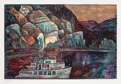 Weser by Esteban Fekete, 1979, Woodcut in colours, sold Jul 2007