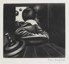 Junge mit Kreisel by Peter Nagel, 1967, Mezzotint, sold Jul 2007