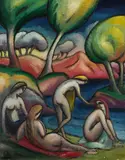 Vier badende Mädchen by Wladimir Georgiewitsch von Bechtejeff, 1910, Oil on canvas, sold Jun 2007