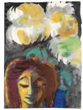 Mädchenkopf mit Chrysanthemen by Emil Nolde, 1935, Watercolour, sold Jun 2007