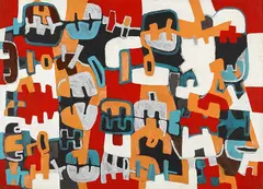 Giuseppe Capogrossi, Superficie CP/882, 1950, oil on paper applicata on canvas