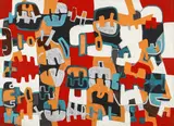 Giuseppe Capogrossi, Superficie CP/882, 1950, oil on paper applicata on canvas