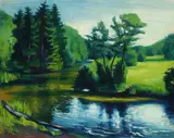 Max Pechstein, Fluss-Spiegelungen - Bodetal, 1938, Oil on canvas
