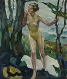 Leo Putz, Weiblicher Akt am Baum