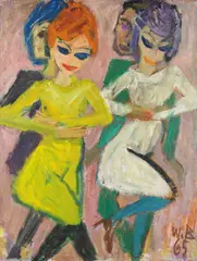 Walter Becker, Tänzerinnen, 1965, Oil on burlap