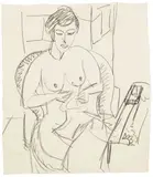 Frau im Sessel by Ernst Ludwig Kirchner, 1911, Pencil drawing, sold Jun 2007