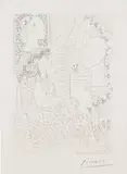 Pablo Picasso, Deux Femmes regardant une Tête sculptée, 1933, Etching